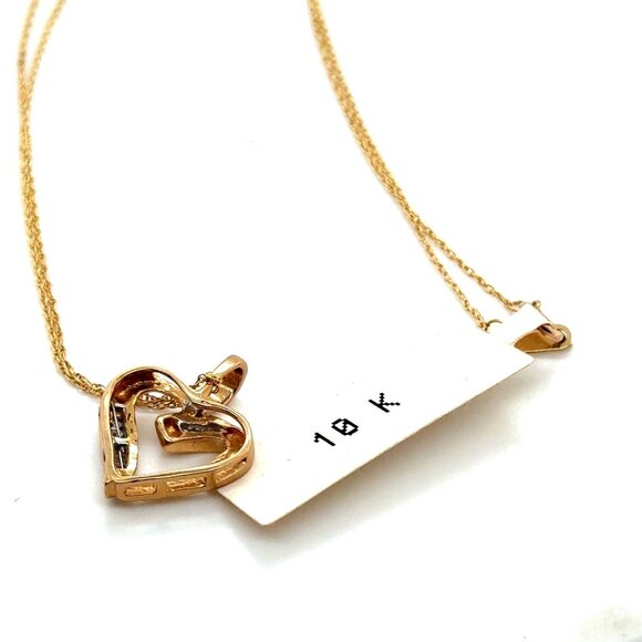 NWT 10K Gold Baguette Heart Necklace - Picture 5 of 7